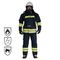 黒い/蛍光炎-抑制つなぎ服、防水の消防士のサムのスーツ